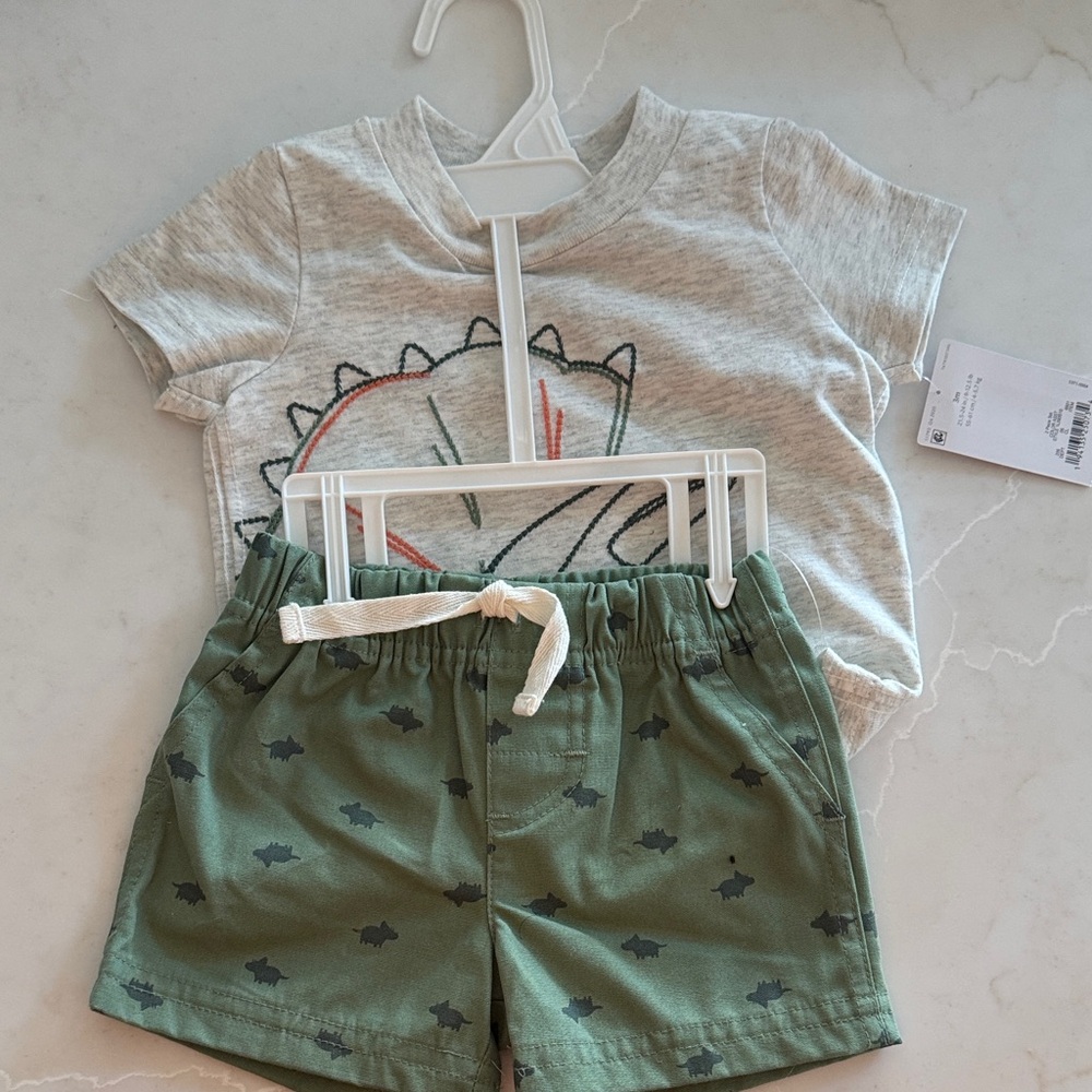 Carter's Gray and Green Dino Matching Set